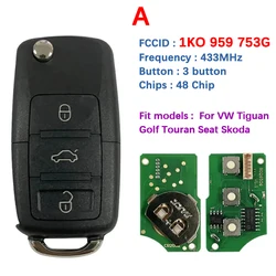 CN 001072   Pilot zdalnego sterowania 315/434MHz 1J0 959 753AH DA P/1K0 959 753 G LJ do VW Skoda Golf Tiguan Sear Touran