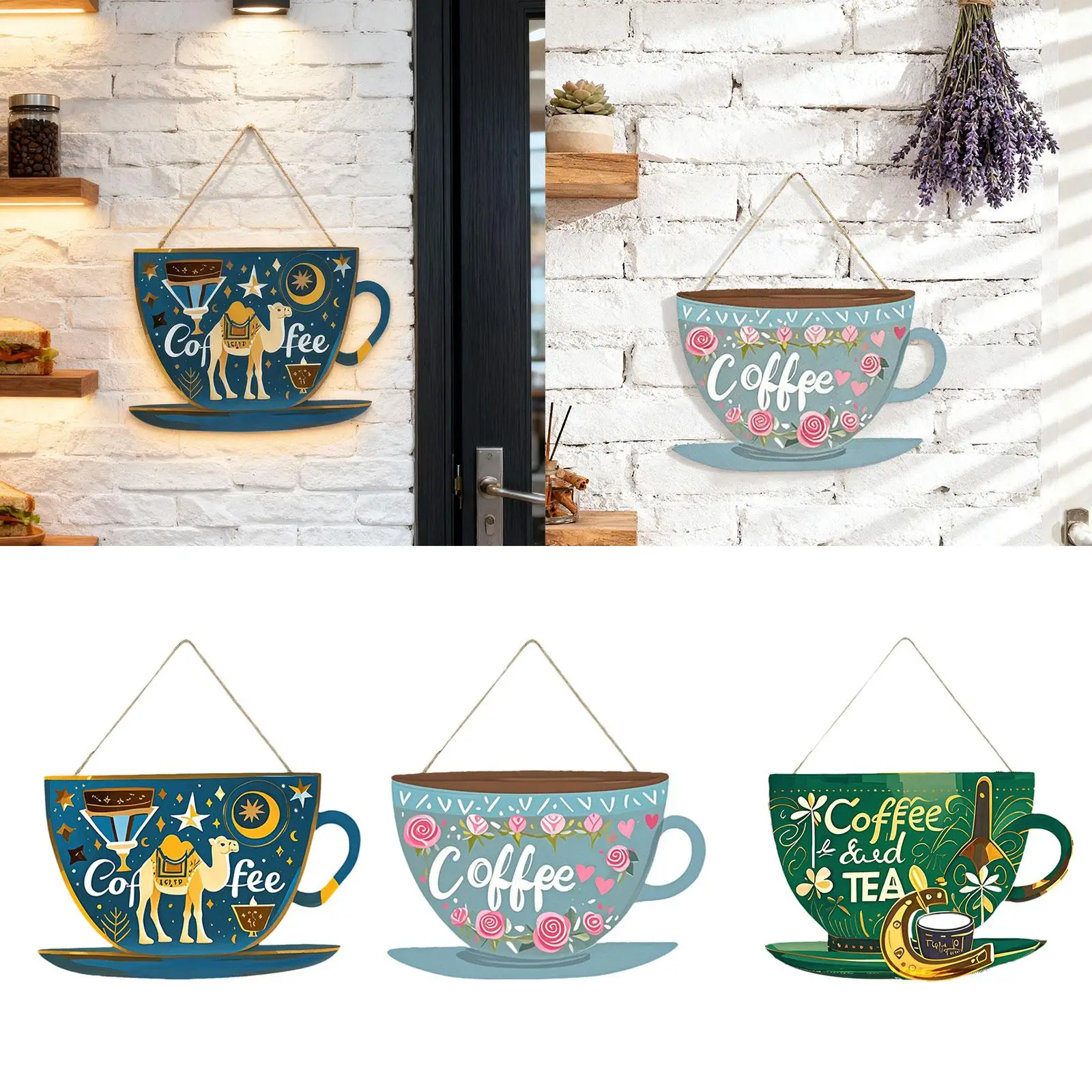 Coffee Bar Door Sign Business Sign Cup Plaque Cafe Signs for Store Coffee Restaurants