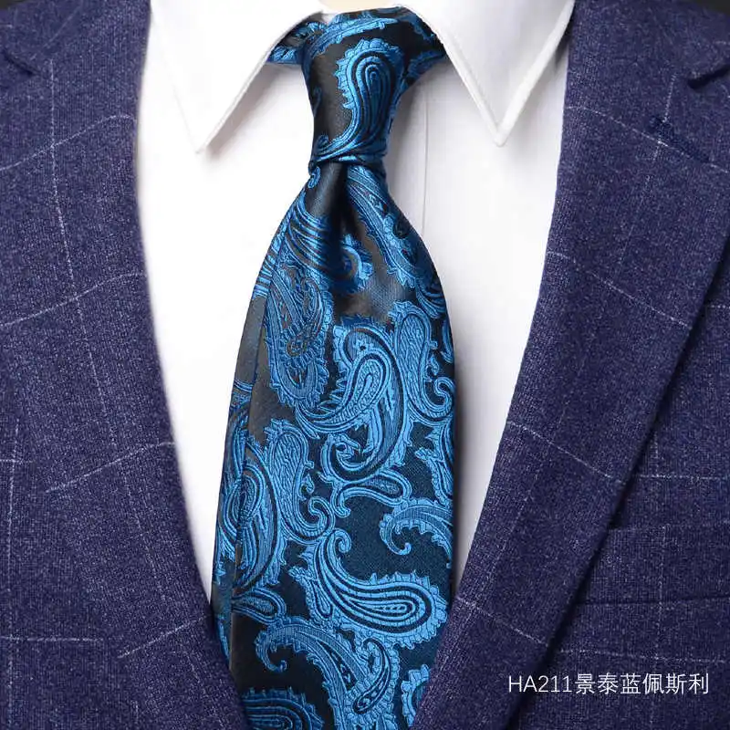 

High Quality Navy and Blue Ties For Men's Formal Attire Retro Style Striped Business Banquet Handcrafted knot 8cm Wide Cravat