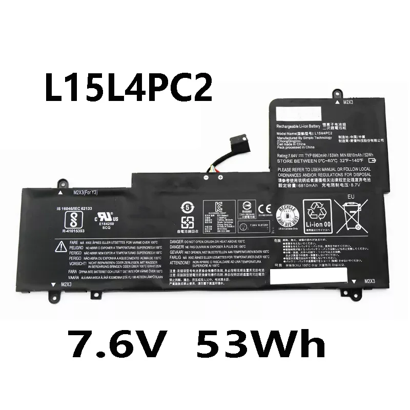 L15L4PC2 L15M4PC2 7.6V 53Wh Laptop Battery for Lenovo Yoga 710-14IKB 710-14ISK 710-15IKB 5B10K90778 5B10K90802 series