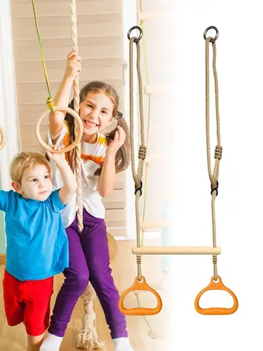 Imagen 2 del producto Juego de Columpios con Barras de Trapecio, Anillos Ergonómicos Sensoriales para Niños y Adultos, Juego para Interiores