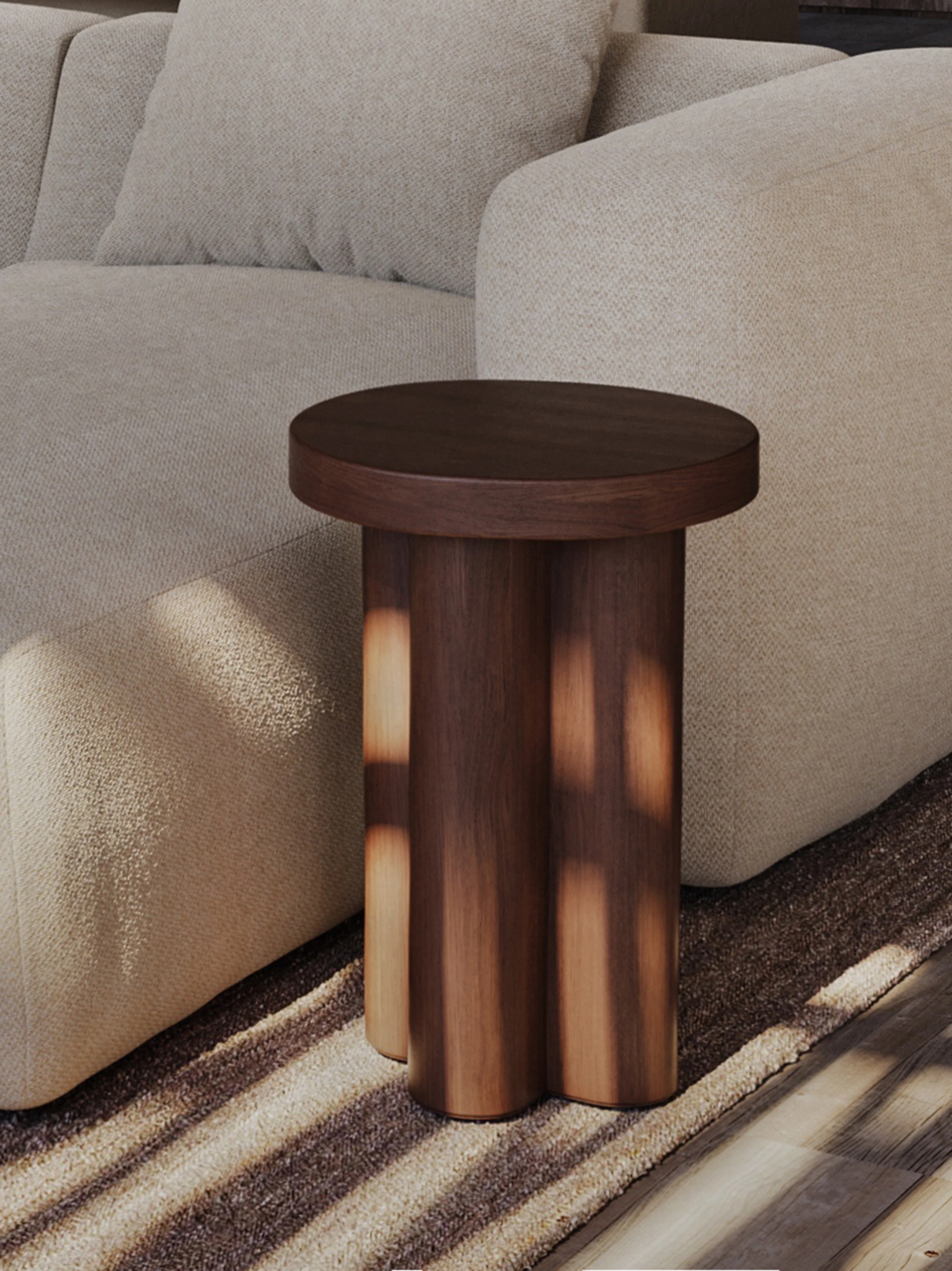 Tingqi · Champagne side table | Teak solid wood small coffee table corner table Nordic retro wabi-sabi style homestay designer