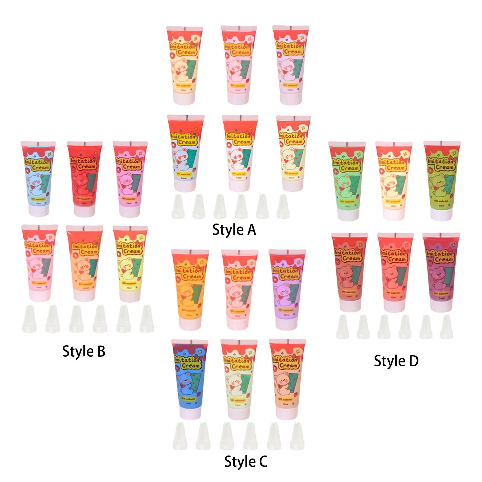 6 Pieces Simulation Whipped Cream Glue Set, Handmade 50G DIY Phone Case for Hair