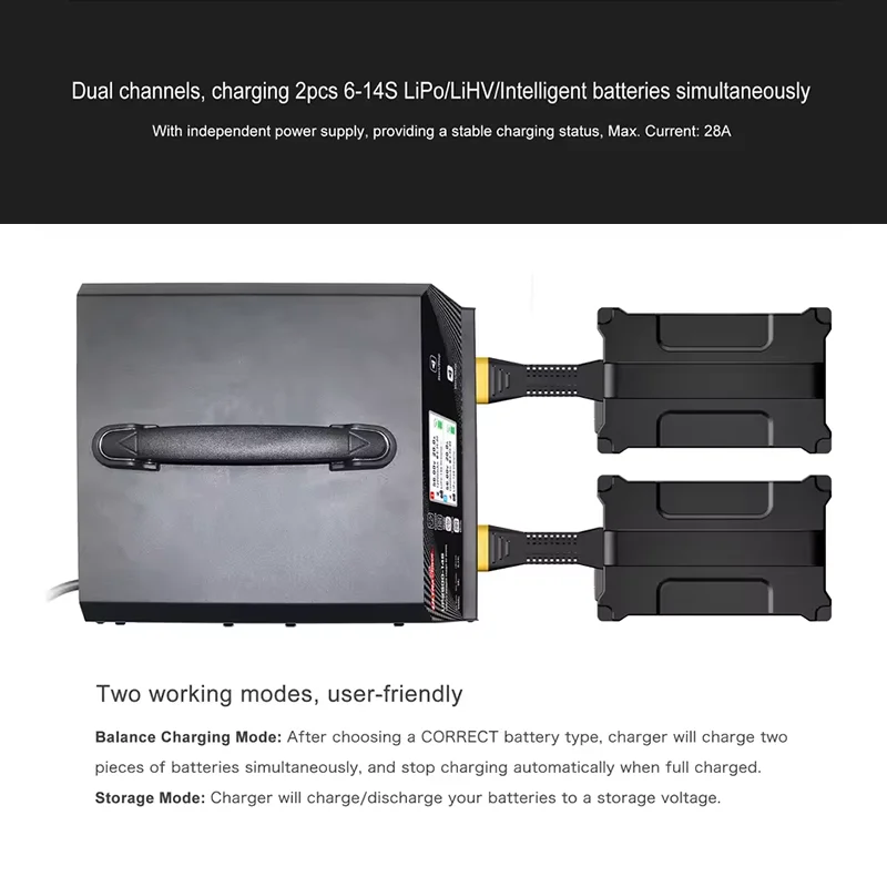 ULTRA POWER UP2800-14S 2X1400W 28A 6-14S LiPo/LiHV Bateria UAV Drone Carregador 2 vendido