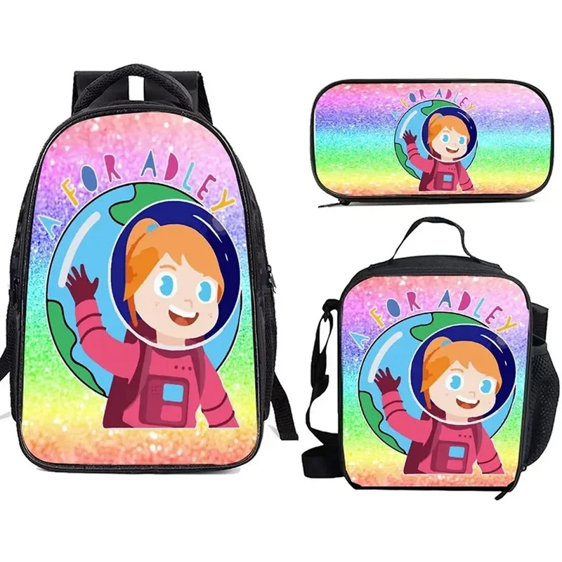 Creative fashion funny afor Adley 3D print 3 pcs/set pupil school bags laptop daypack backpack lunch bag pencil case MN1