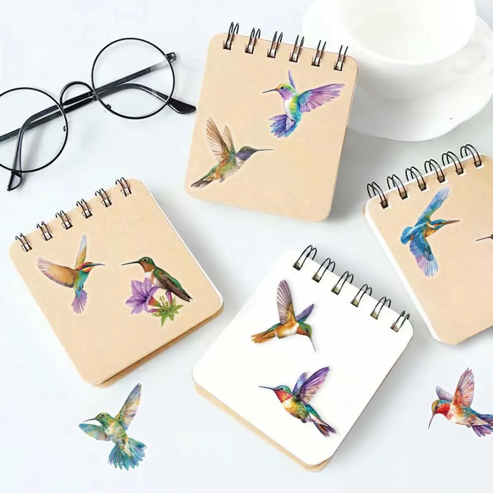 50pcs Hummingbird PET Stickers Cute Bird Sticker Waterproof Decal For Decorating Motorcycle Laptop Water Bottle Mobile Phone