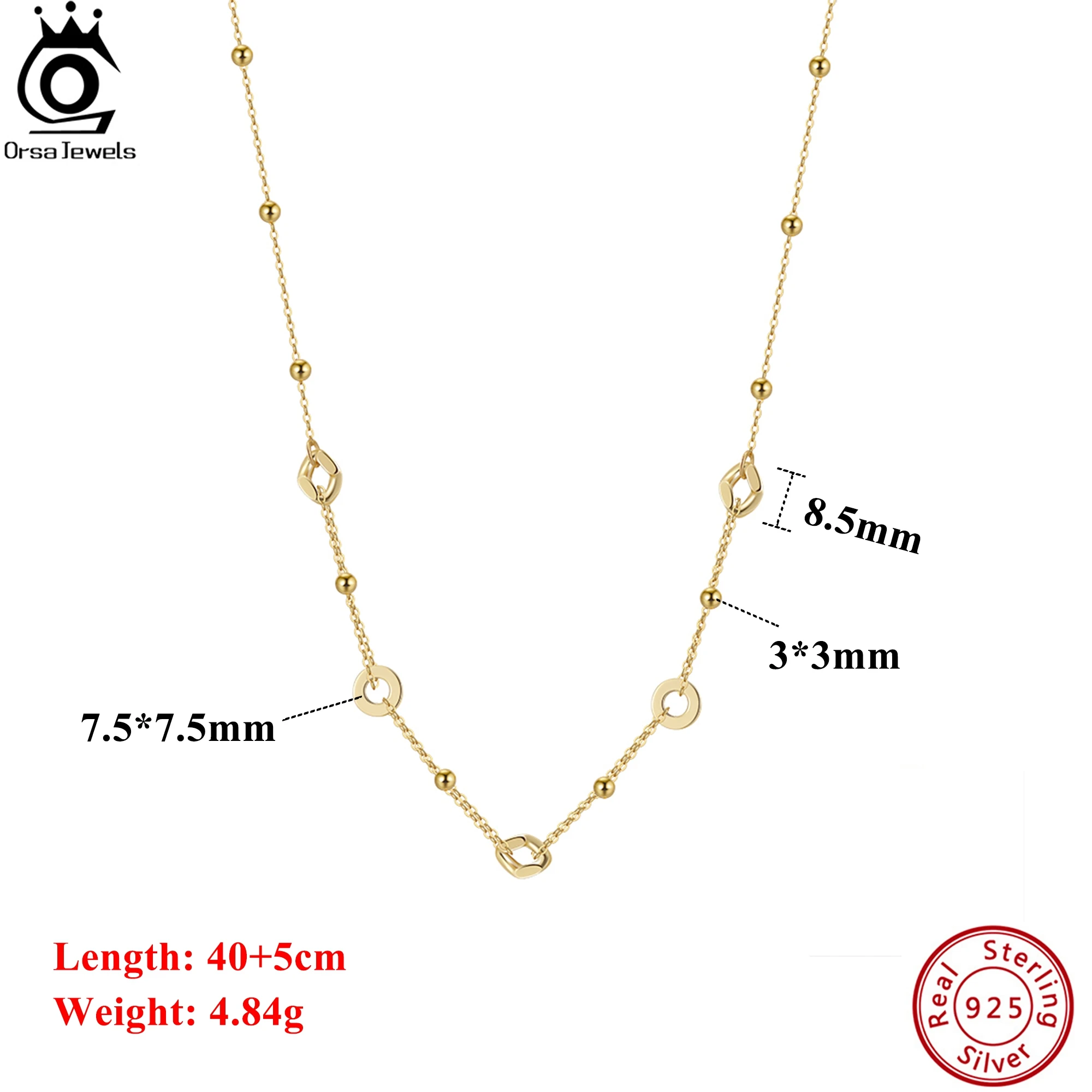 

ORSA JEWELS Graceful 925 Sterling Silver Necklace, Geometric Style Elegant Jewelry for Every Fashionable Woman Casual Wear GAN07