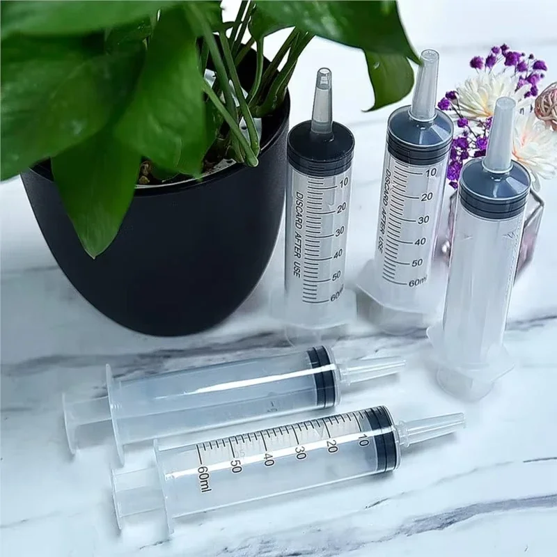 60ml Without Needle Plastic Nutrient Syringe 1-20Pcs Measuring Tool For Pump Draw Ink Liquid Oil Glue Applicator Pet Feeding