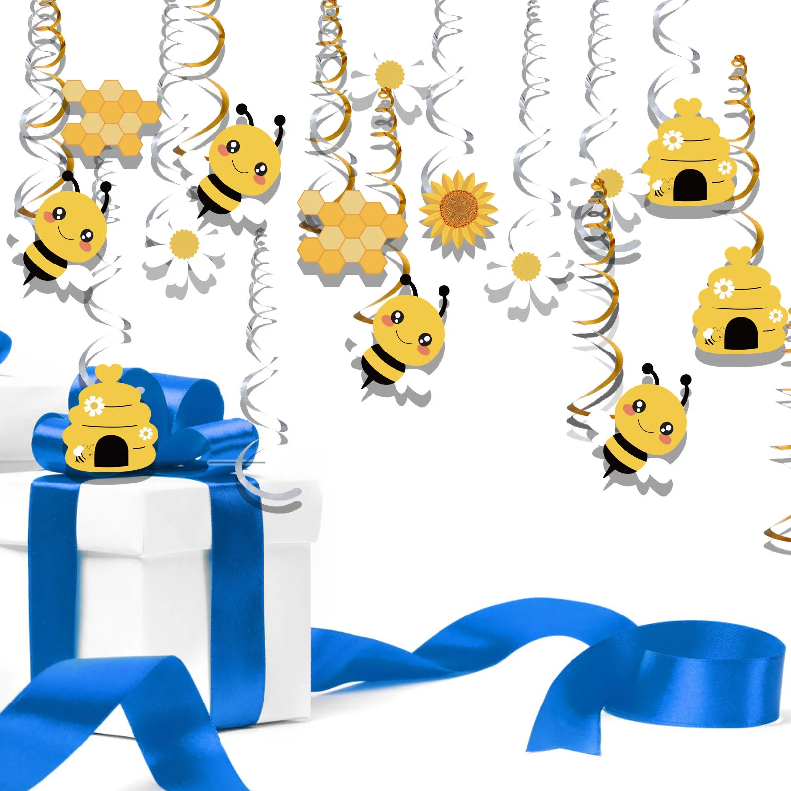 PVC Spiral Hanging Card SWEET BEE Bee Themed Party Sunflower Honey Birthday Scene Layout