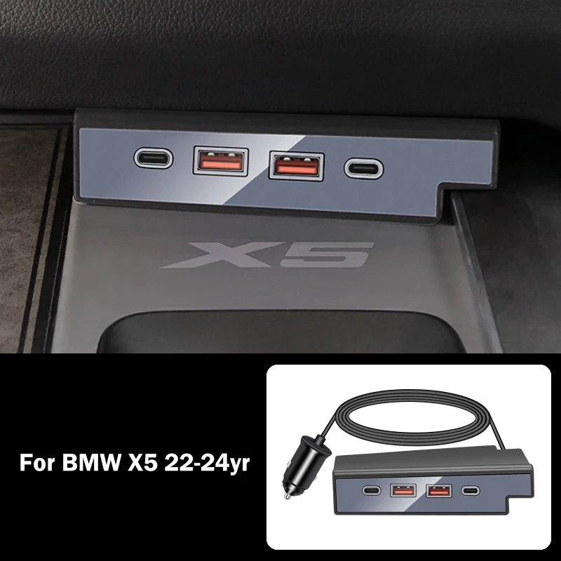 

For BMW X5 2022-2024 USB Type-C Splitter Adapter Fast Charger Shunt Hub Docking Station Interior Product Auto Accessories