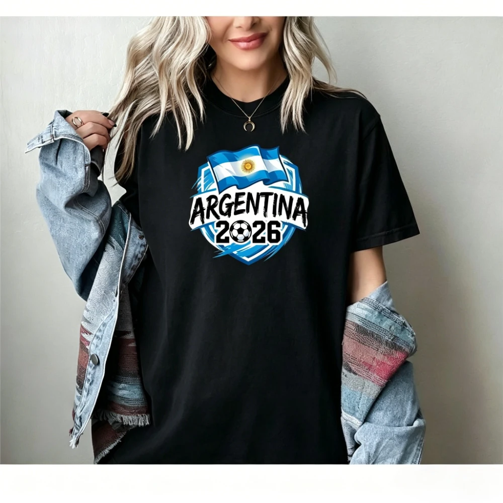 Argentina Football T-Shirt Patriotic Argentina 2026 Tee Soccer Part Supplies Clothing Men Women Fashion Crewneck Cotton Tee Tops