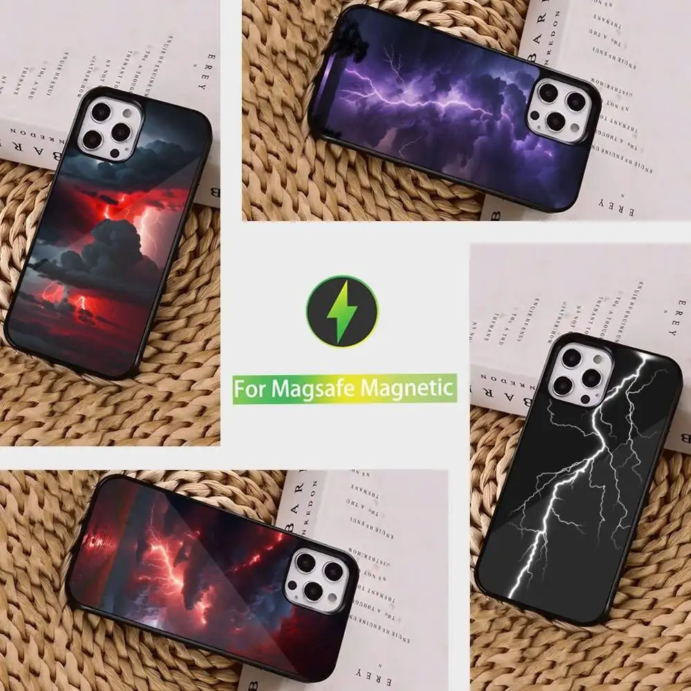 

Cool Thunderbolt Lightning Phone Case For iPhone 13,15,17,14,Pro,Max,For Magsafe,Plus,12,11,16,Mini,Magnetic Wireless Charging