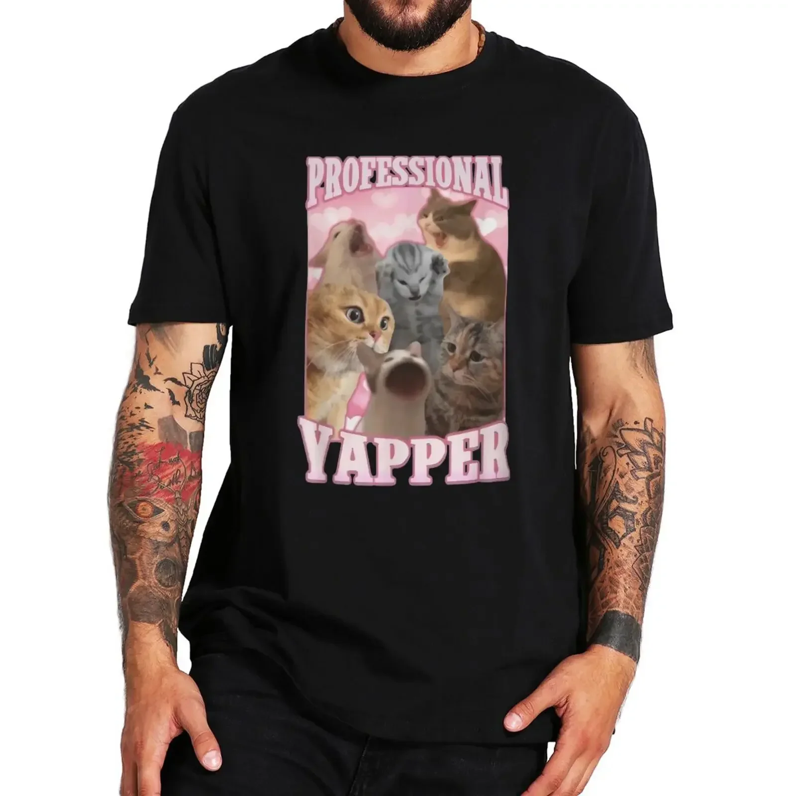 Professional Yapper T Shirt Funny Cat Meme Graphic Retro T-shirt For Men Women 100% Cotton Soft Unisex Y2k Tee Tops EU Size