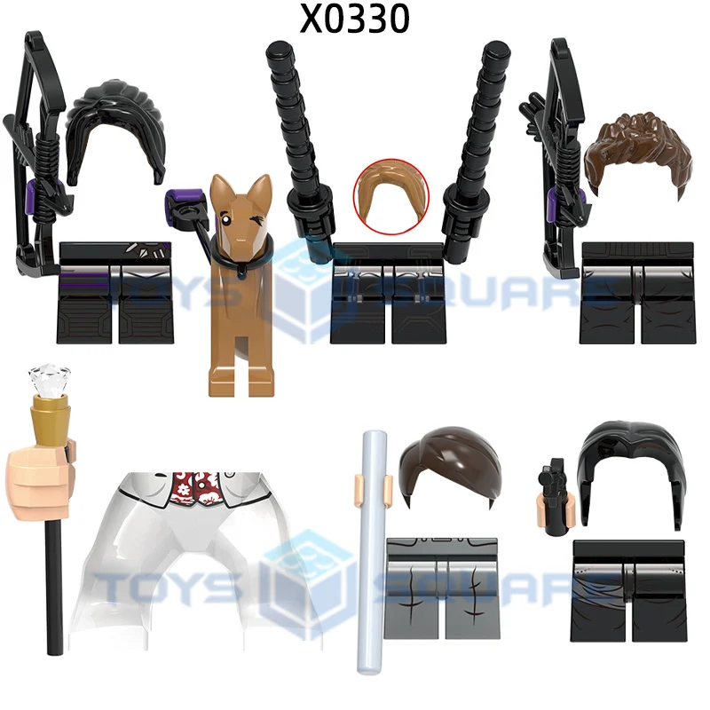 The Action Figures Archer Wand Stick Weapons Legs Hair Model Blocks MOC Bricks Set Gifts Toys For Children X0330