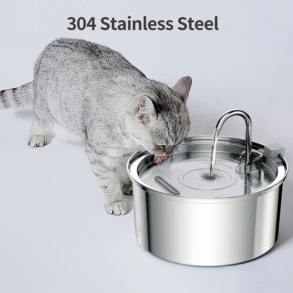 

Stainless Steel Pet Water Feeder Cat Automatic Water Fountain USB Electric Mute for Cat Dog Filter Fountain Smart Drinking Bowl