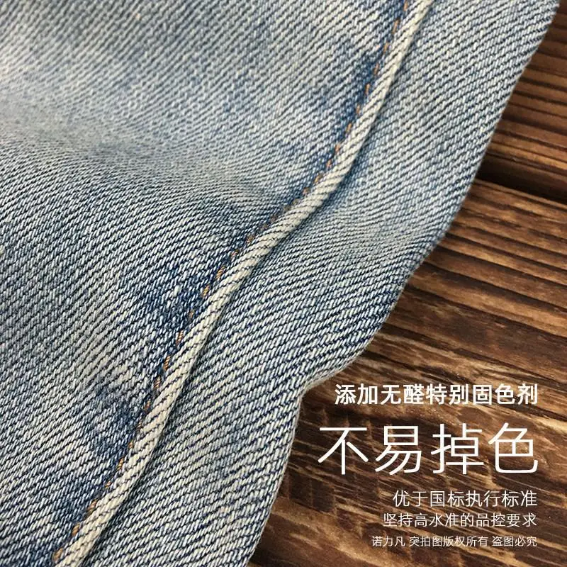 2025 Slim Fit Denim Jeans Short Cut Vintage Style Light Wash For Men Spring Summer Daily Casual Pants