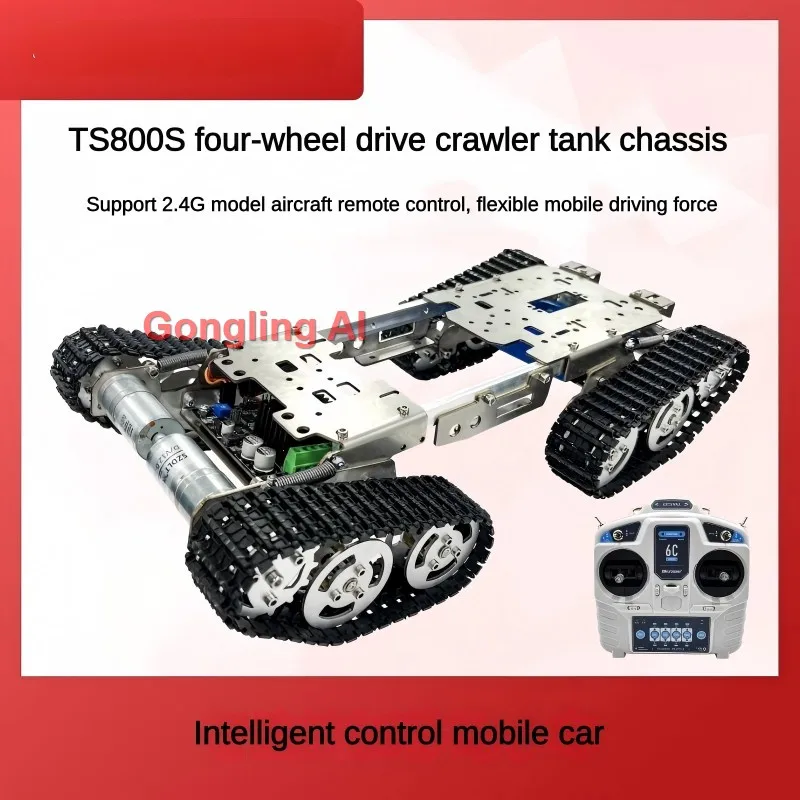 Robot Carro Armato RC con Carico di 12Kg, Telaio in Acciaio con Motore, Grande Piattaforma per Arduino/Raspberry Pi, Kit DIY Programmabile