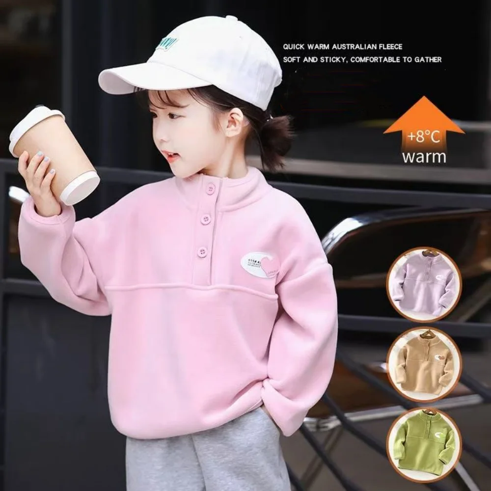 Children's Autumn and Winter Fleece hoodie 2025 New Girls' Top Boys Children's Casual Warm Jacket Fleece T-shirt