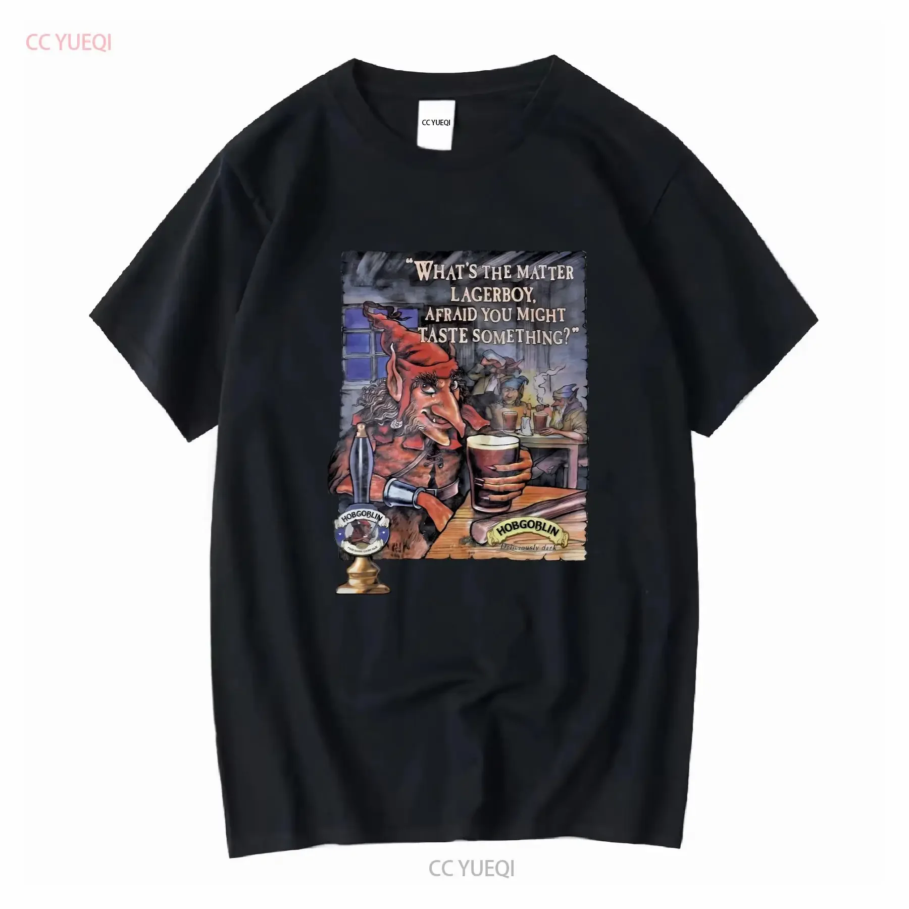 LAGER BOY MIGHT TASTE HOBGOBLIN BEER T shirt Giant print on 100 cotton vintage Washed Versatile designer clothes