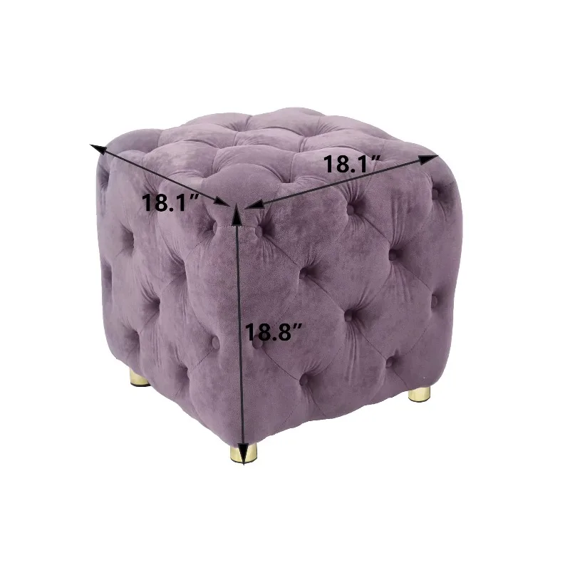 Purple Modern Velvet Upholstered Ottoman End Table Eco-Friendly Durable Small Foot Stool Dressing Chair for Apartment/Hotel
