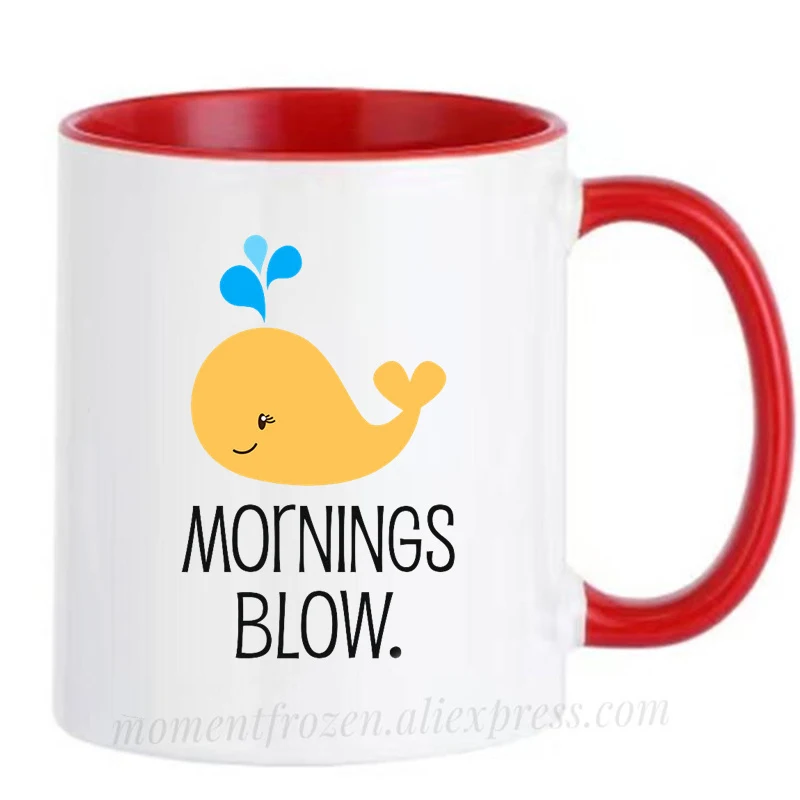 I Hate Mornings Blow Whale Mugs Tea Coffee Cups Creative Milk Drinkware Personality Morph Coffeeware Home Decor Birthday Gifts