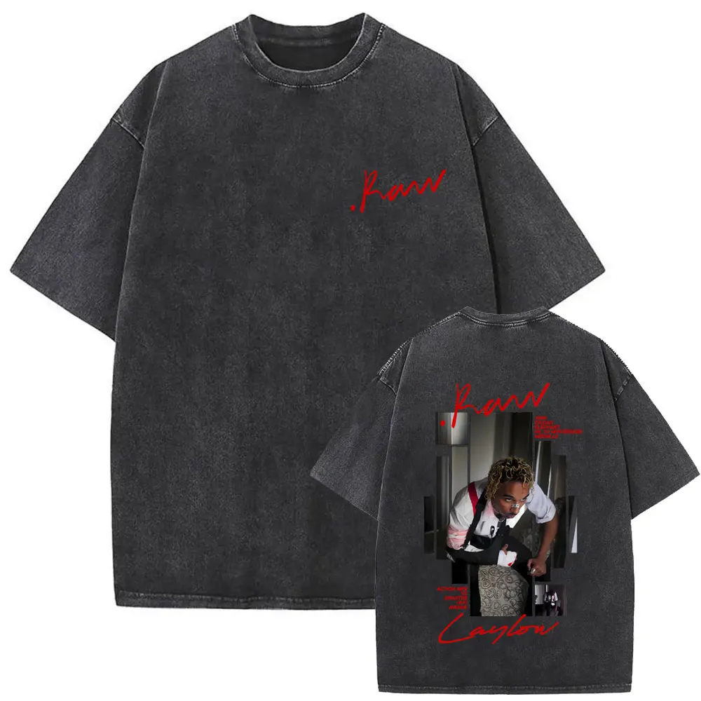 

Vintage Washed Rapper Laylow Raw Album Merch 2026 T-shirt Men Women Hip Hop Fashion Pop Music T Shirts Male Oversized Streetwear