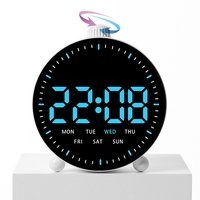 Knob Timer LED Alarm Clock with Jumping Seconds 12/24H Small Electronic Table Clock with Date Week Dual Alarms Snooze Clock