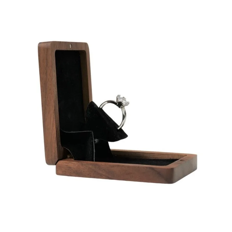 Solid Wood Rings Box Rotating Display Ring Boxes Creative Wedding Ring Organizer Showcase Box Portable Jewelry Storage Boxes