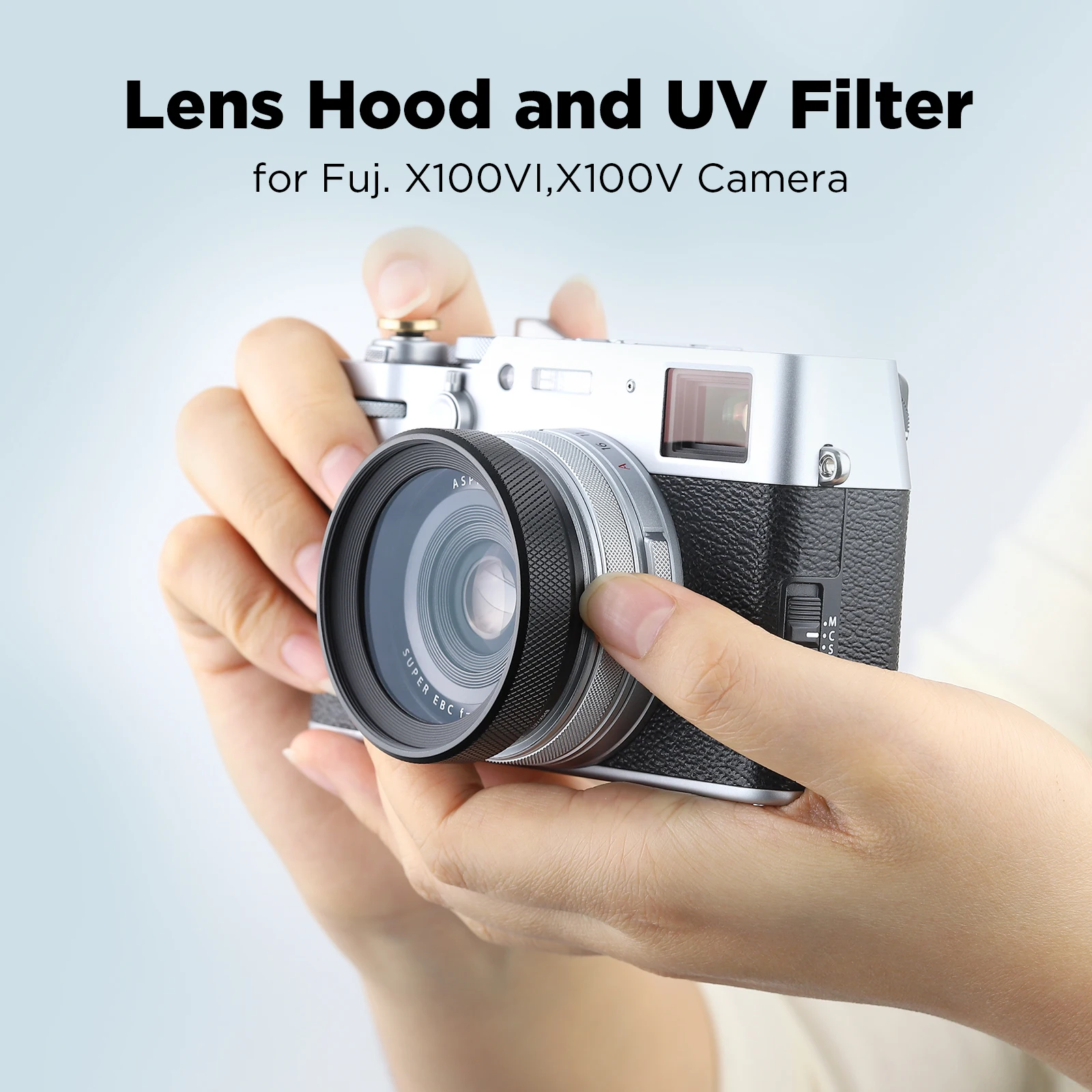 Haoge Metal Lens Hood with MC UV Protection Multicoated Ultraviolet Lens Filter for Fujifilm Fuji X100VI X100V Camera Black