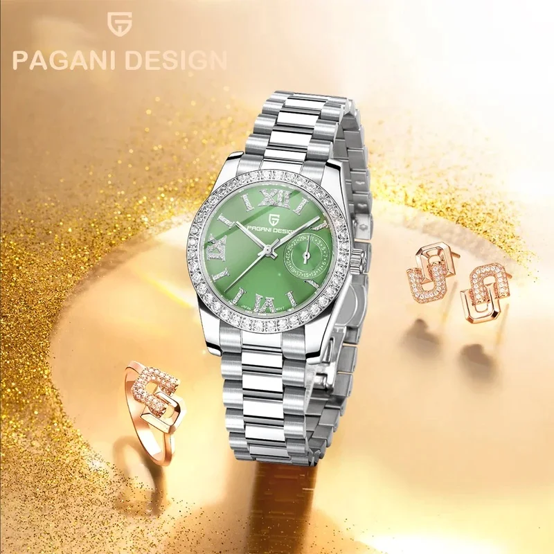 PAGANI DESIGN PD-1776 Ladies Luxury Elegant Quartz Watch, Stainless Steel, Waterproof, Luminous with Date Display, Reloj Mujer