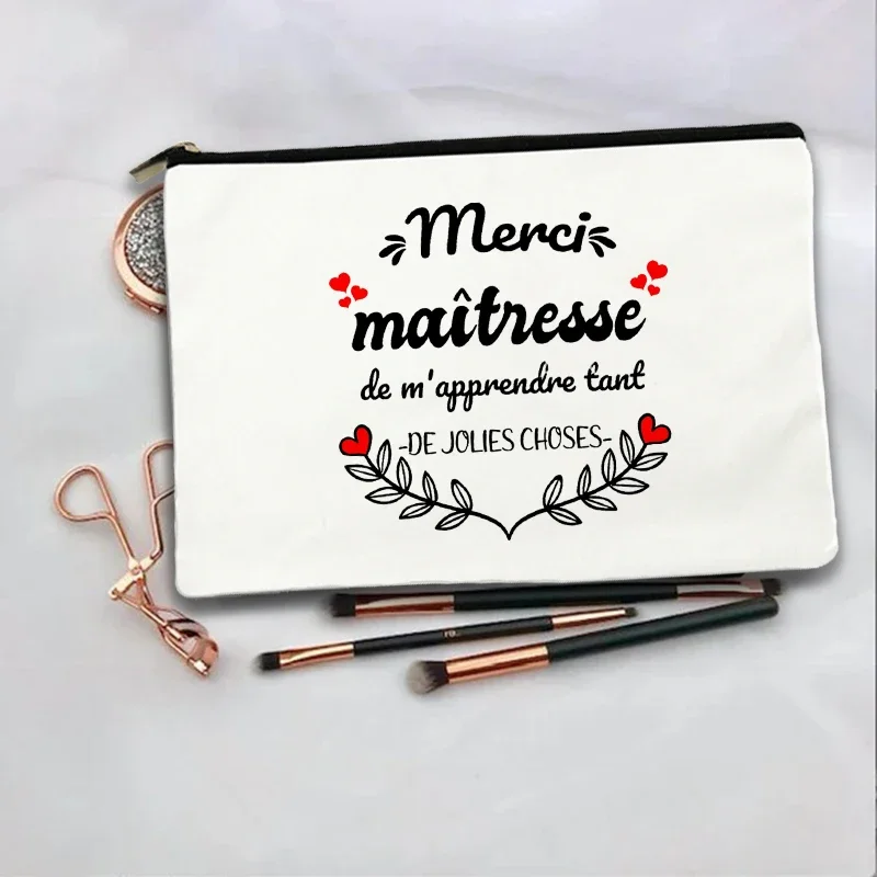 Women Cosmetic Bag teacher Gifts Thank You Mistress Print Makeup Bags Bachelorette Party Neceser Zipper Toiletry Organizer