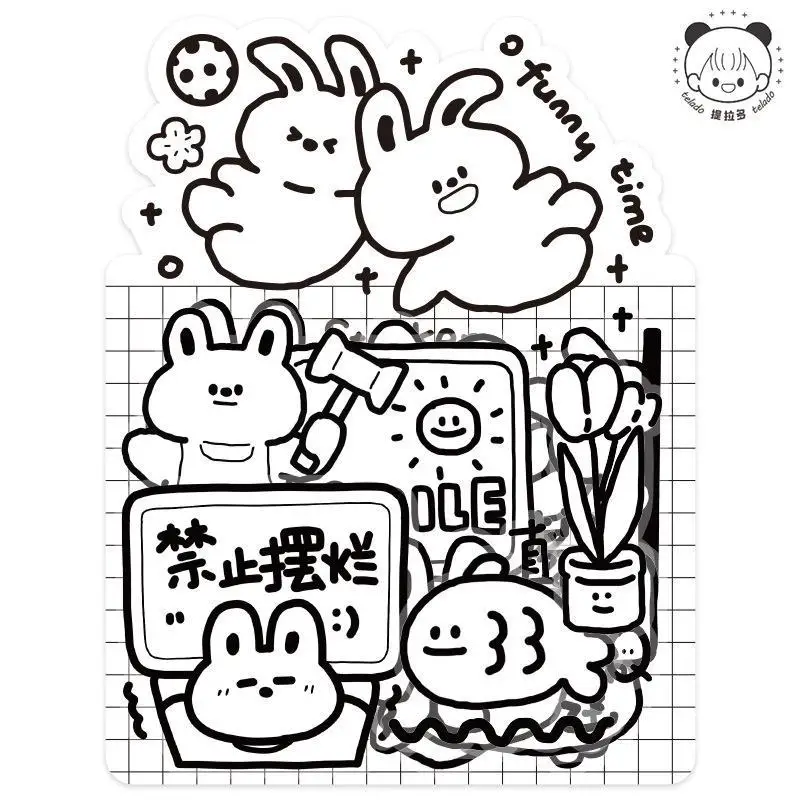 26/34pcs PET Waterproof Stickers White Rabbit Fruit Decorative Stickers for Collage Scrapbooking DIY Journaling Gift Stickers