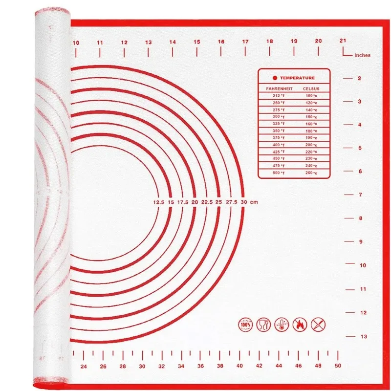 Lager Silicone Baking Mat Extra Thick Non Stick Baking Mat with Measurement Kitchen Fondant Dough Rolling Mat Oven Liner