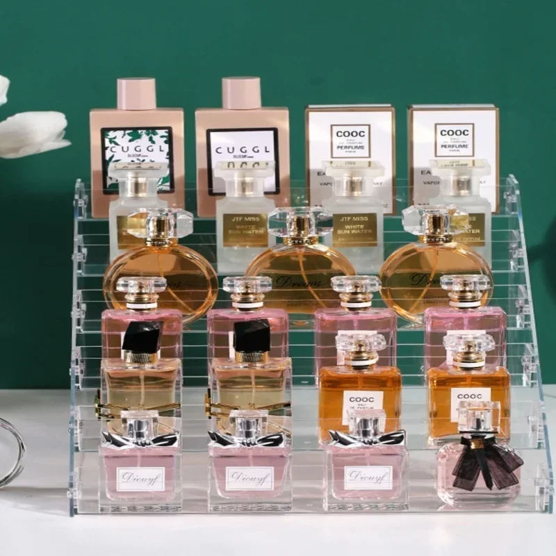 Acrylic Perfume Storage Display Shelf Clear Step Cosmetic Organizer Eye Shadow and Nail Polish Organizer Perfume Display