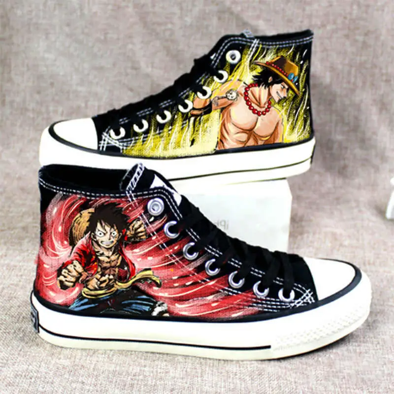 

Anime Cartoon One Piece High Top Canvas Shoes Autumn New Monkey D. Luffy Roronoa Zoro Portgas d Ace Casual Flat Shoes