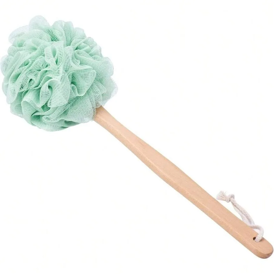 

Loofah Back Scrubber For Shower, Wooden Long Handle Bath Sponge Lufa Shower Brush, Soft Nylon Mesh Back Cleaner Washer, Women a