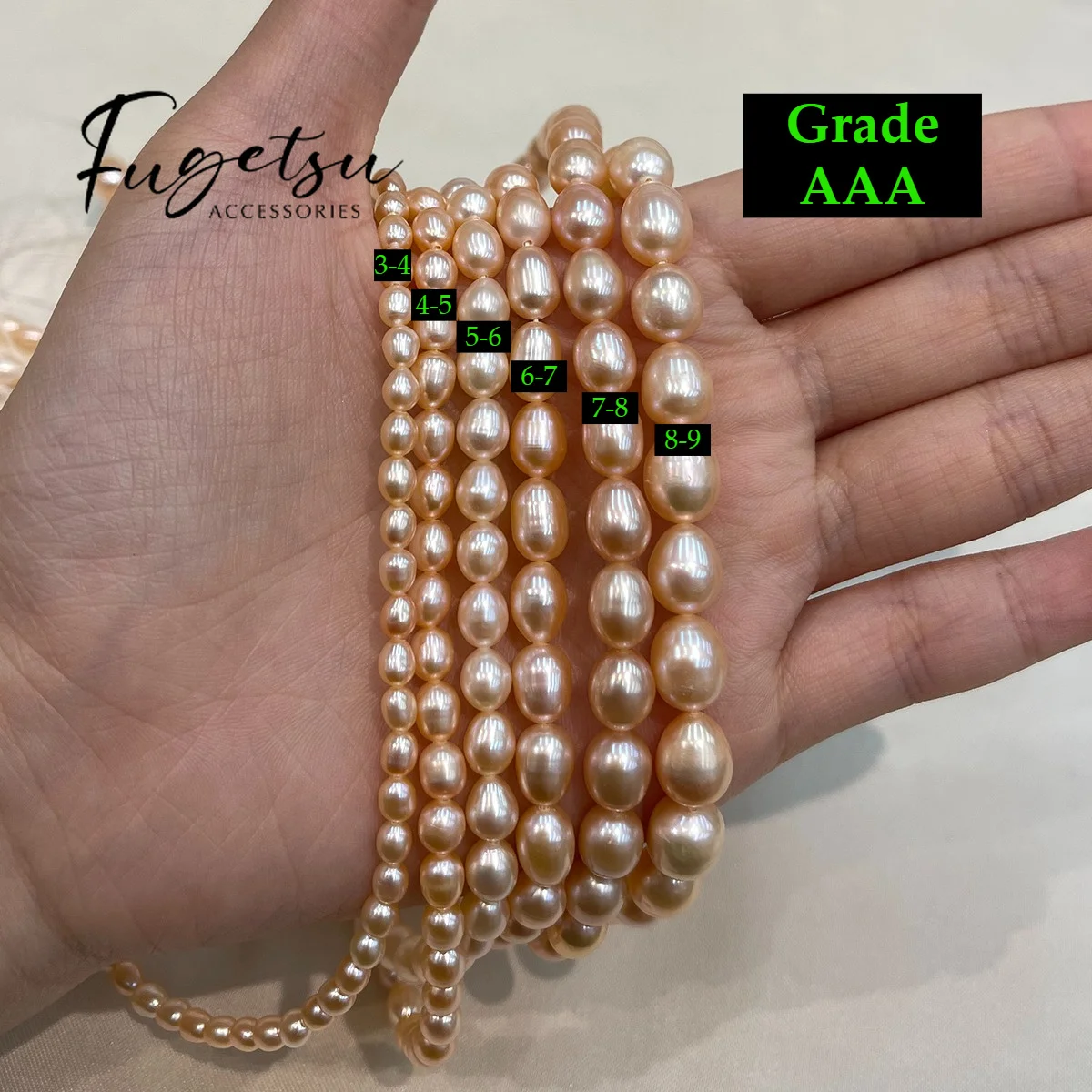 AAA Natural Freshwater Pearl Orange Rice Pearl 3-9mm For Jewelry Making DIY Accessory Handicraft Supplies