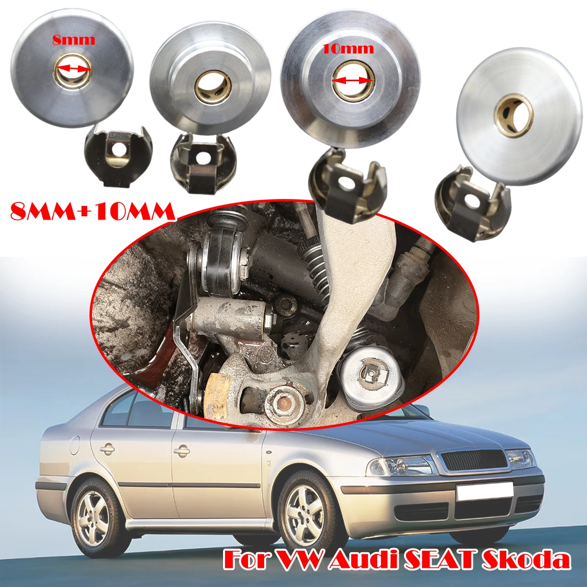 

8/10MM Gear Shift Cable End Rod Linkage Selector lever Pivot Bushing Lock Washer Repair Replacement Kit For VW Audi SEAT Skoda