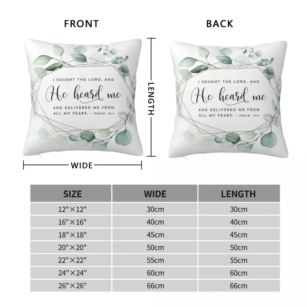 He Heard Me Psalm Square Pillowcase Polyester Linen Velvet Pattern Zip Decor Room Cushion Case