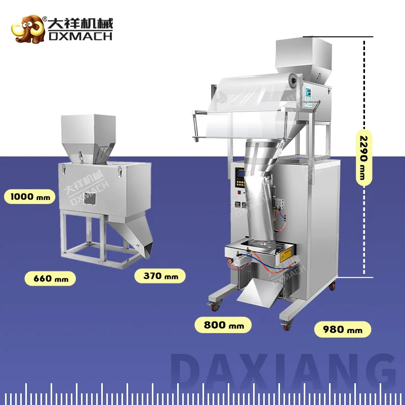 DZD-620B Automatic Packing Machine Easy Operate For Wrapping 3kg French Fries Masala Flour Sugar Powder Large Paper Bags
