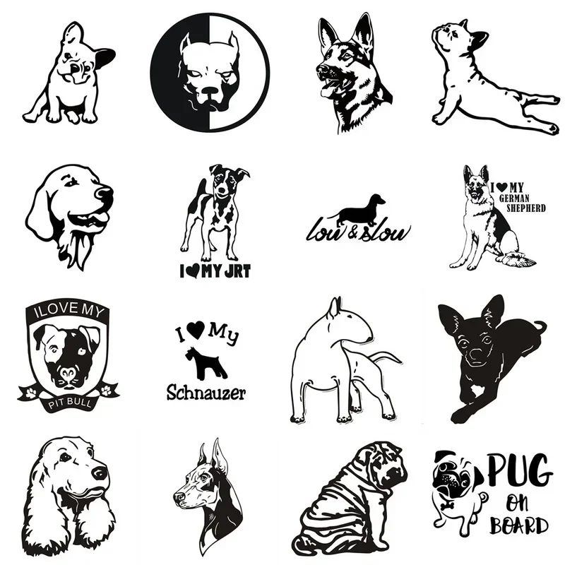 OFK Naklejka samochodowa Cartoon Cute Dogs Series Pug Shepherd Dog Naklejki winylowe do stylizacji samochodu Naklejki na szybę Dekoracje, 32CM