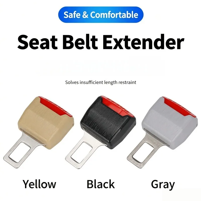 Universal Car Seat Belt Extender Thick Lock Tongue ABS Wear Resistant Safety Buckle Plug Auto Interior Accessories
