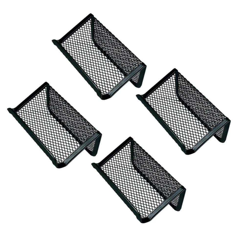 4pcs Business Cards Holder Iron Mesh Rack Office Desktop Organizer Storage Stand Mobile Phone Holder Name Cards Storage Case