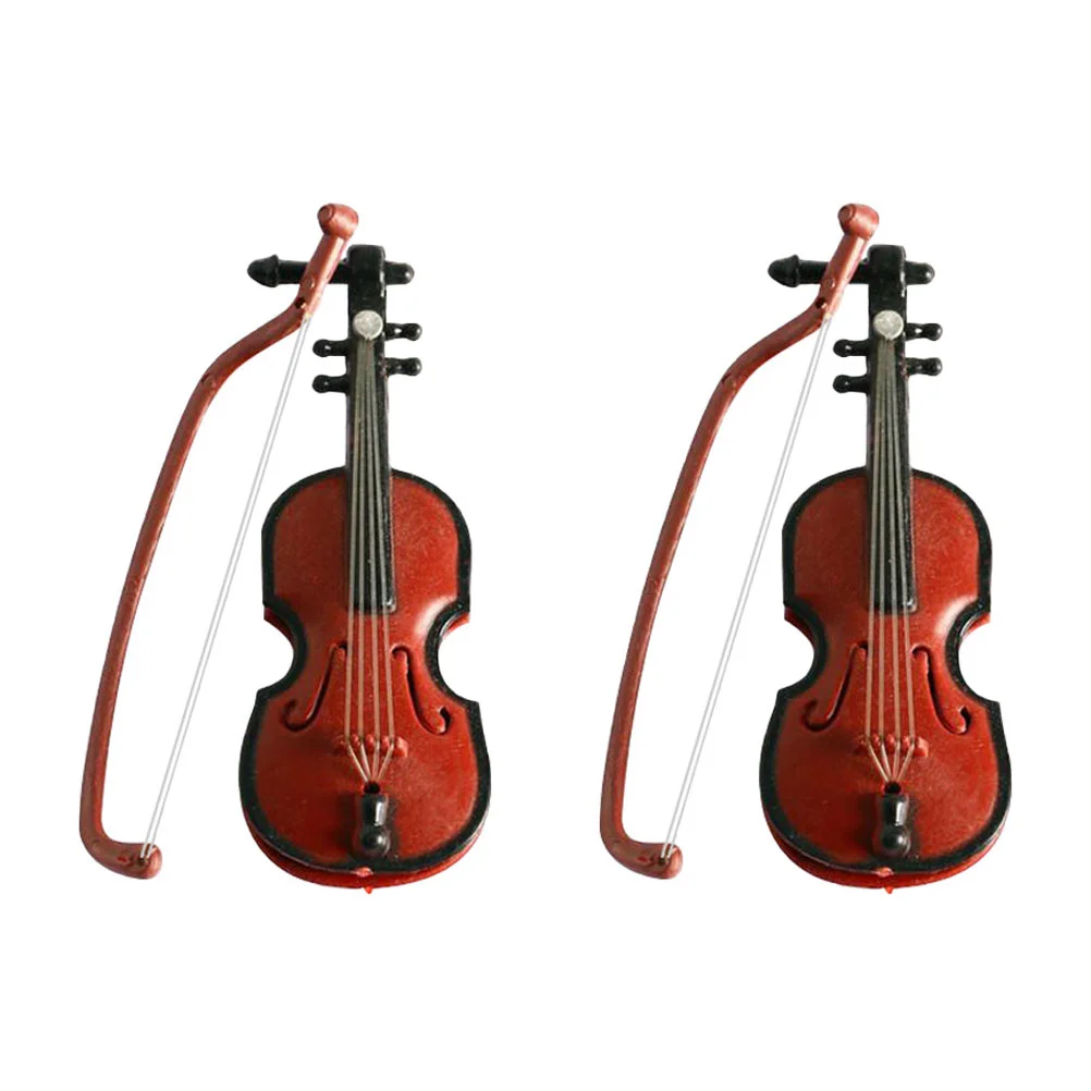 

2 Pcs Mini Violin Decoration Simulated Musical Instrument Model Christmas Adornment Miniature Instruments Toy