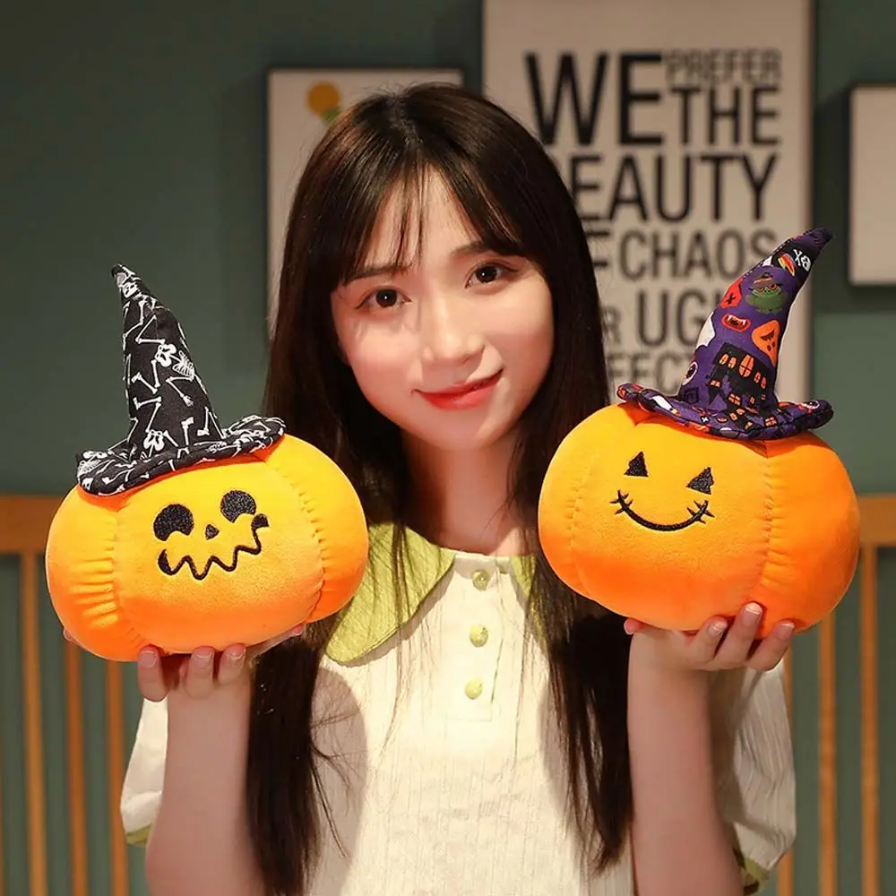 Halloween Pumpkin Plush Doll Horror Wizard Hat Pumpkin Plush Pillow Soft Stuffed Toys Kids Birthday Gift Home Decoration