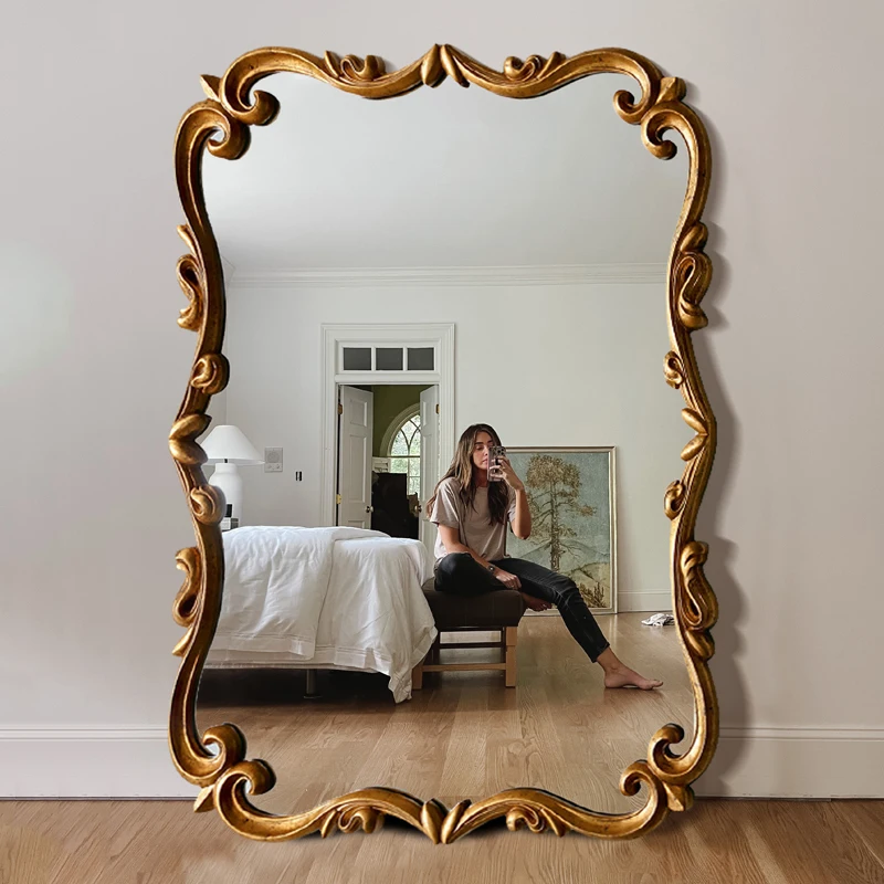 

European retro mirror American old full body floor household wall-mounted full-length against the wall fitt