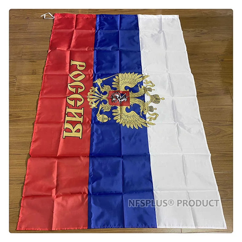 Russia Flag National Emblem Eagle 90x150cm Polyester Printed Russian Flags Banners For Decoration Celebration Parade Sports