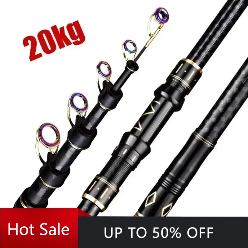 

2.1m 2.7m 3.6m 4.5m Telescopic Fishing Rod High Carbon Travel Sea Rod Spinning Power 10-250g Distance Throwing Baitcasting Rod