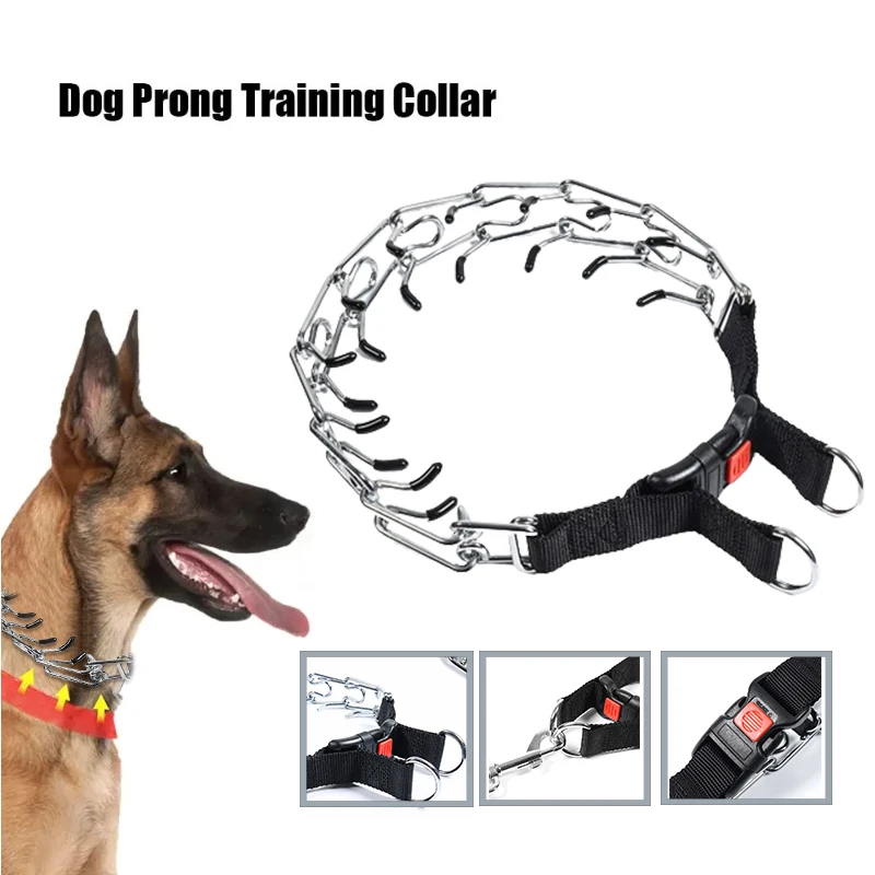 

Adjustable Pet Dog Training Collar Metal Prong Collars Stainless Steel Spike Necklace with Quick Release Buckle Dogs Accessories