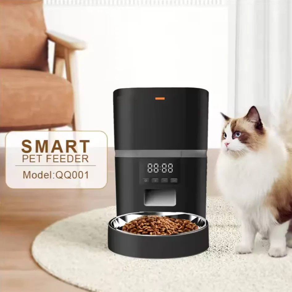 

4L Button Automatic Pet Feeder Smart 5V USB Auto Cat Food Dispenser Smart Control Pet Feeder for Cats Dog Dry Food StainlessBowl